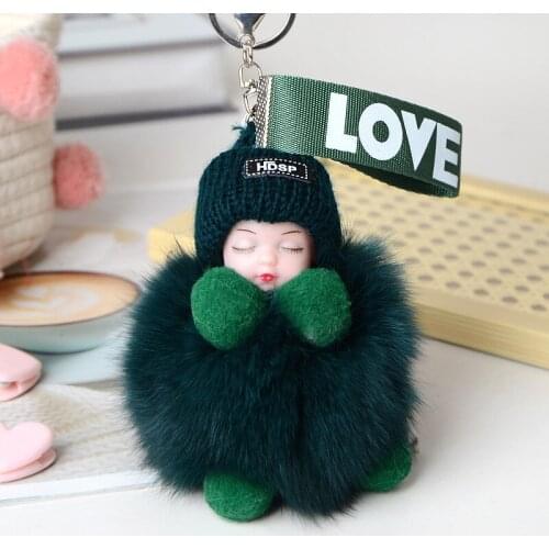 Cute Sweet Soft Doll Keychain For Women Men Trinket Key Chains Ring Car Bag Pendent Charm Real Fur Doll Keychain Boy Girl Toy