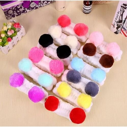 Candygirl 13 Colors Cute Panda Wash Head Band Soft Carol Fleece Makeup Shower Scarf for Women Girls Handmade Hair Ball Turban