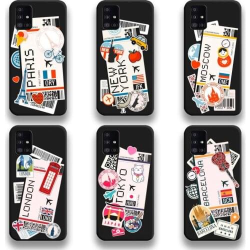 Paris Moscow New York Travel Tickets Phone Case For Samsung Galaxy A21S A01 A11 A31 A81 A10 A20E A30 A40 A50 A70 A80 A71 A51 5G