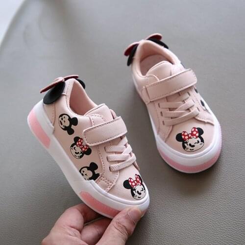 Disney autumn new Minnie Mickey casual shoes fashion girl baby breathable soft sole childrens sneakers