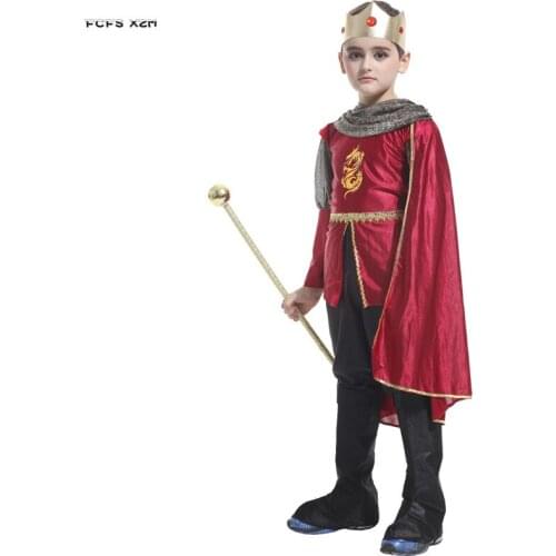 European Middle Ages Boys King Cosplay Kids Children Halloween Prince Costumes Carnival Purim parade Stage Role Play party dress