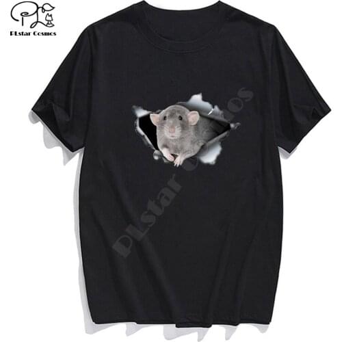 T Shirt Fashion Brand summer funny mouse printed t-shirt men for women shirts Hip hop tops black cotton tees drop shipping