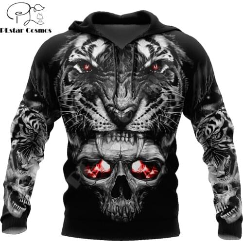 Tattoo Skull Tiger 3D All Over Printed Autumn Men Hoodies Unisex Casual Zip Pullover Streetwear sudadera hombre DW0475