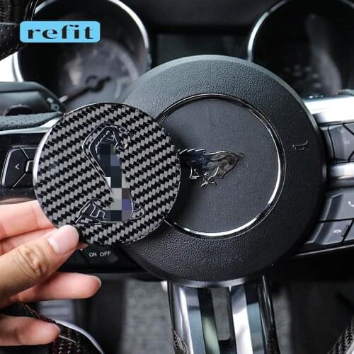 Interior Car Steering Wheel Cobra Shelby Horse Emblem Carbon Fiber Sticker Car Modification for 15-20 Ford Mustang