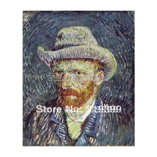 Museum quality,100% handmade oil painting reproduction on linen canvas, Free DHL,Self-Portrait with Felt Hat by vincent van gogh