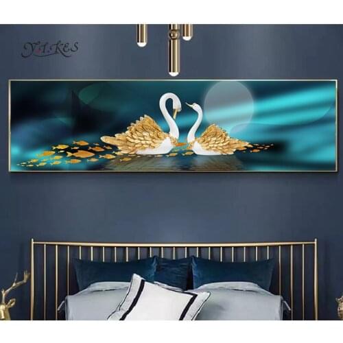 Canvas Painting Swan Lake Poster 2021 New Simple And Modern Style Bedroom Furniture Background Wall Decoration Painting Core