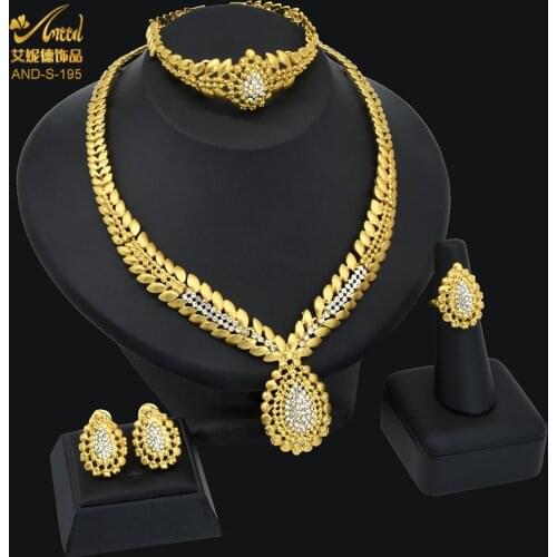 ANIID African Jewelry Set Bride Dubai Jewellery Earrings For Women Indian Necklace Gold Plated Luxury Moroccan Hawaiian Nigerian
