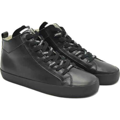 CANGMA Designer Famous brand Womans Casual Shoes Mid Girls Genuine Leather Sneakers Women Footwear Black Shoes Female 2021