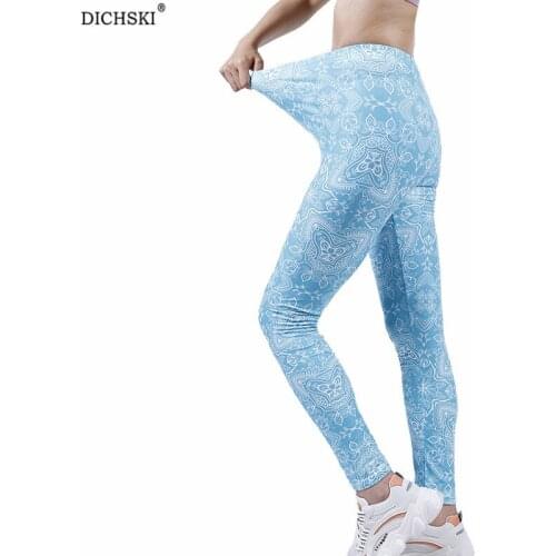 DICHSKI Yoga Leggings Quick Dry Pants Women Sport Fitness Tights Bottom Size XXL Geometric Pattern Printing Elasti Waist Clothes