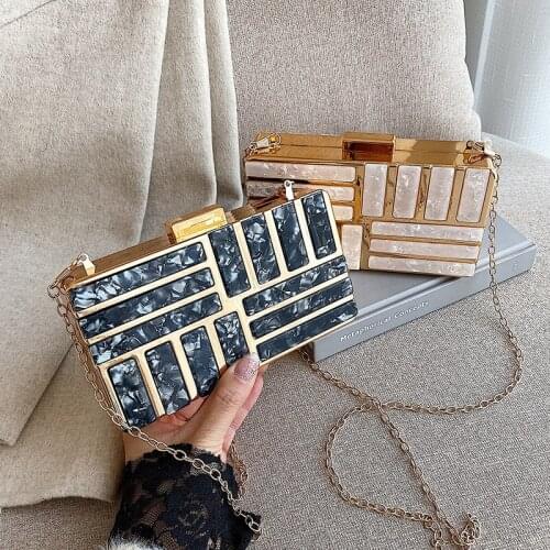 Fashion Designer Ladies Luxury Marble Pattern Lock Dating Dinner Bag Square Mobile Phone Card Holder Change Party Clutch Purses
