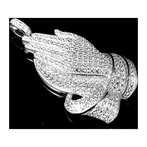 The Praying Hands Pendants & Necklaces Gift Gold Color zirconia pendant Hip Hop Men Chain Jewelry