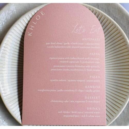 Customize half arch Menu card