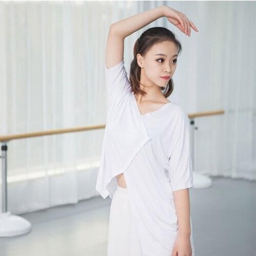 Latin Dance irregular Sexy Lumbar bevel shirts Lady Tango Tops Cha Salsa rumba modern Dance wear Yoga costumes Tee