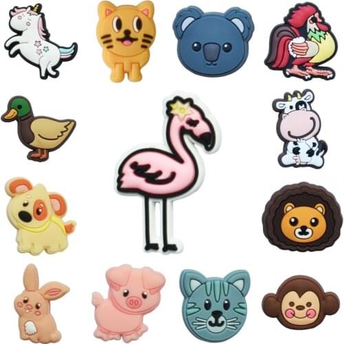 10 pcs New Rabbit Duck Pig Cow Monkey Tiger Rooster Dog Lion Koala Cute Shoes Buckles Accessories Gift For Kids Charms Bracelet
