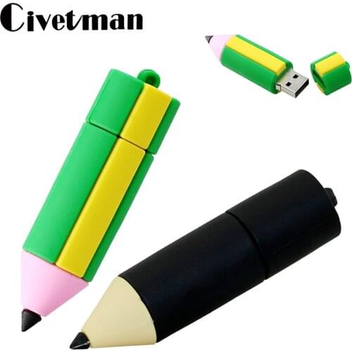 New Pen Drive 256G Cartoon Pendrive Silicone Pencil 8GB 16GB 32GB 64GB 128G USB 2.0 Flash Drive Flash Memory Stick Children Gift