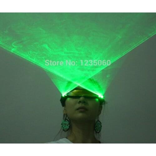 Party dj wears green laser glasses rechargeable laser beams glasses robot men performance outfits led costumes glowing props