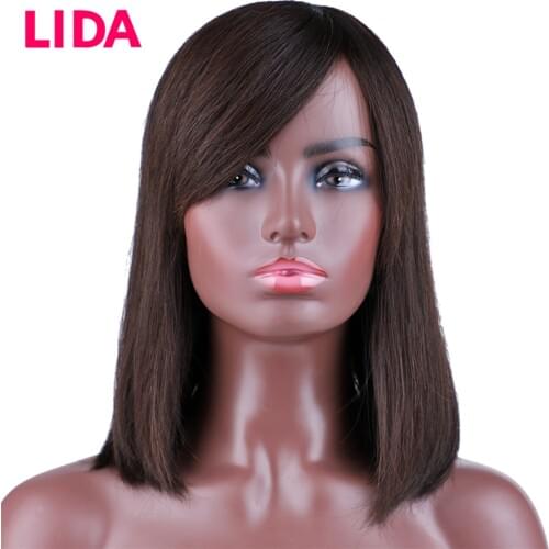Lida Human Hair Wigs Brazilian Wig Short Shoulder-length Hair Remy Machine Made Wig 150% Density For Women