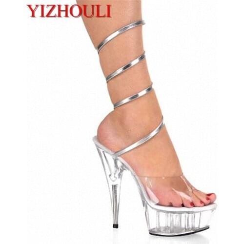 Clear Crystal 15CM Sexy Super High Heel Platforms Pole Dance/Performance/Star/Model Shoes, Wedding Shoes