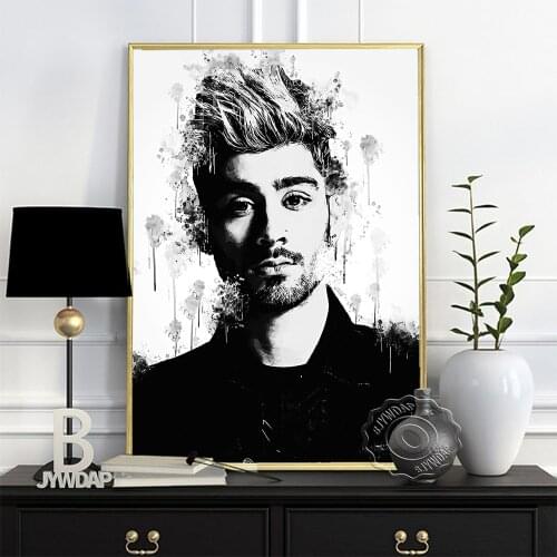 Zain Malik Singer Poster, Pop Music Star Wall Painting, Black White Minimalist Wall Art, Zayn Portrait Wall Picture, Fans Gift