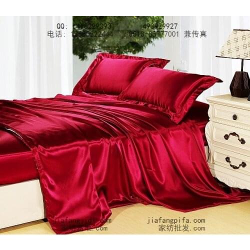 Purplish wine red Natural mulberry silk bedding set king size queen wedding duvet cover bed sheet bedspread