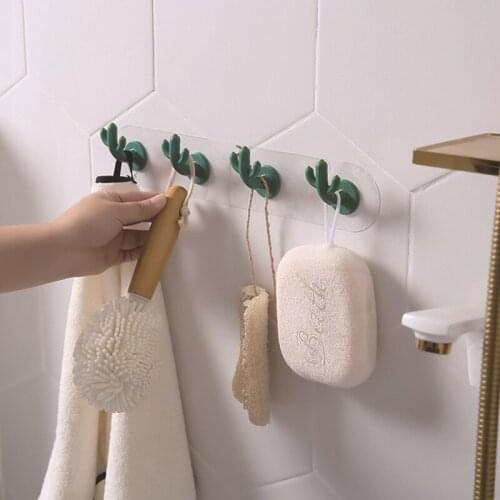 Self Adhesive Wall cactus Hooks Magic Kitchenware Storage Rack Transparent Strong Wall Hanger Kitchen Bathroom Accessories