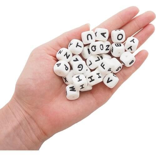 Chenkai 1000pcs 12mm Silicone Letter Teether Beads DIY Baby Pacifier Jewelry Teething Sensory Toy Accessories alphabet Beads