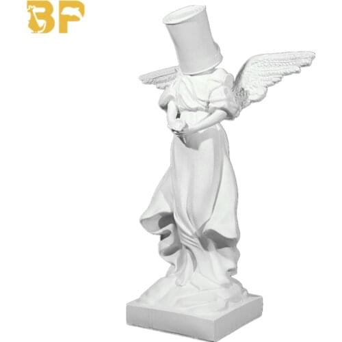 Bucket on Head White Color Pour The Paint Iron Bucket Angel Original Fake Banksy Sculpture Top Street Art Resin Figurine