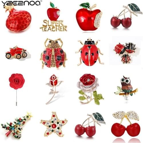 Red Enamel Pomegranate Brooches For Women Alloy Fruits Casual Weddings Brooch Pins Gifts Fruit Shape Red Pomegranate Brooch