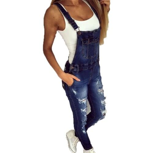 Ladies Spring Fashion Loose Jeans Rompers Female Casual ladies Overall Playsuit With Pocket Fashion Women Denim Jumpsuit