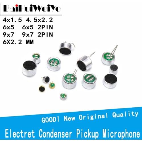 10PCS/LOT 9*7 6*5 6*2.2 4*1.5 4.5*2.2MM Microphone Electret Microphone with 2 pin pick-up 52DB 6050 9767 4522 4015P 6022