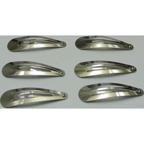 50 Silver-plate Snap Hair Clips 48mm Baby Bows Girls Hair Bows