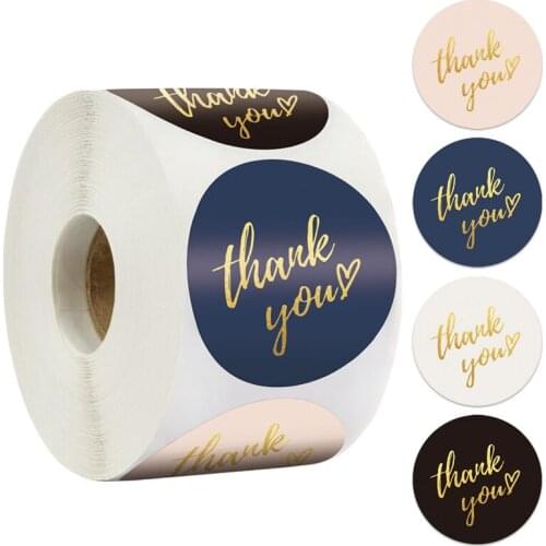 500Pcs Thank You Sticker 1.5 Inch Gold Foil Paper Decoration Sticker Handmade Wedding Gift Envelope Seal Stationery Label Sticke