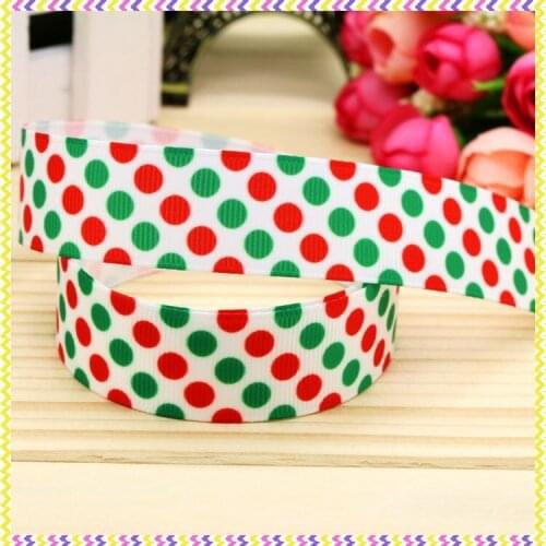 7/8'' Free shipping christmas polka dot printed grosgrain ribbon hair bow headwear party decoration wholesale OEM 22mm H4346