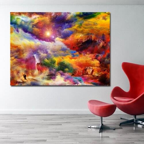 SELFLESSLY bright colors house rock art painting Poster Canvas Wall Art Print Painting Wall Pictures For Living Room Home Decor