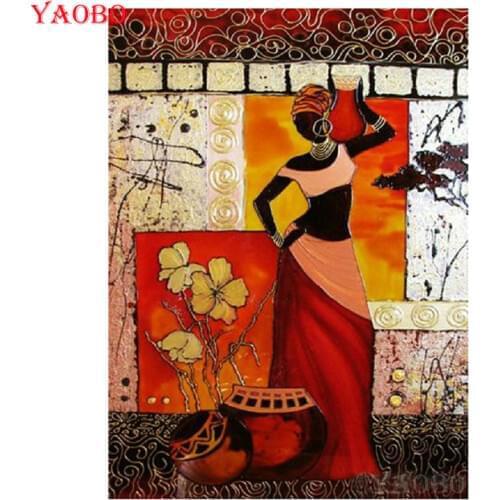2019 NEW 5D Diamond Painting African woman Cross Stitch Full Square Round Drill Diamond Embroidery For sale Mosaic Decoration