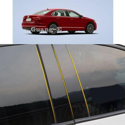 Car PC Material Pillar Post Cover Door Trim Window Piano Black Molding Sticker Plate For VW Volkswagen Passat 2011 2012-2018