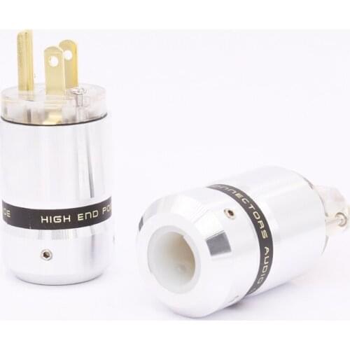 Free shipping One Pair Gold plated HiFi audioTransparent Schuko US Power plug connector