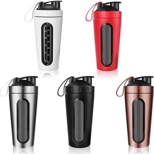 Protein Shaker Bottle, Stainless Steel Sports Water Bottle Shaker Cup, Leak Proof, BPA Free