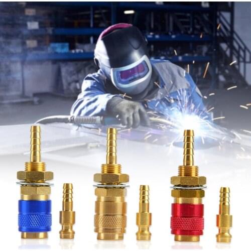 Water Cooled Gas Adapter Quick Connector Fitting For TIG Welding Torch or MIG Welding Torch Plug 6/ 8mm Plug Oil Brass Joints