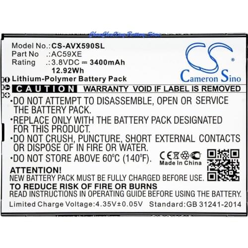Cameron Sino 3400mAh Battery AC59XE for Archos 59 Xenon, P336688