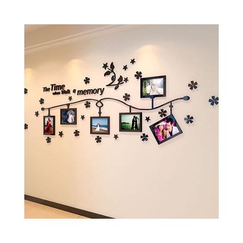 Flower Vine Frame 3d acrylic crystal three-dimensional wall stickers Living room bedroom photo wall Home Decoration