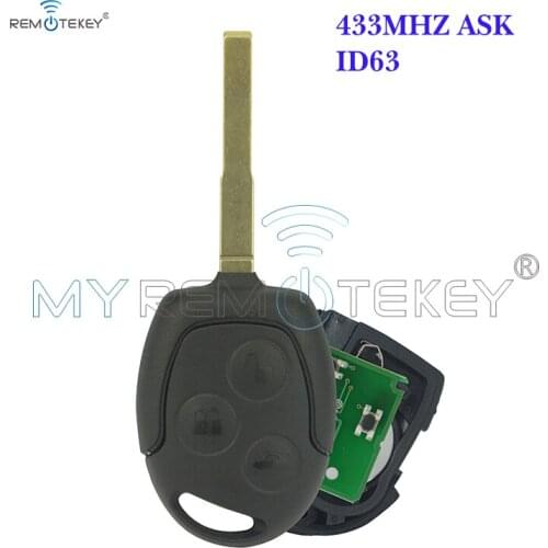 Remtekey Remote key 3 button 433Mhz ID63 chip HU101 blade for Ford Focus C-Max S-Max Connect Fiesta Fusion Galaxy 2006-2010