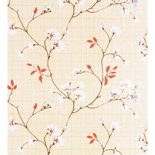 Vinyl flower wallpaper peeled and pasted white flower red leaf self-adhesive wallpaper removable for kitchen bathroom balcony
