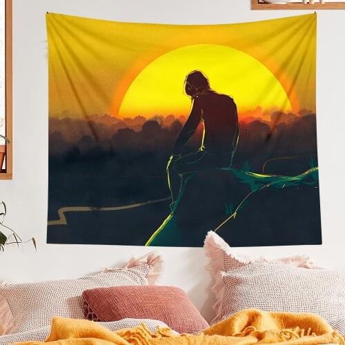 Golden Sunset Tapestry Home Decoration Wall Hanging Background Boho Room Decor Hanging Cloth Witchcraft Tapestries