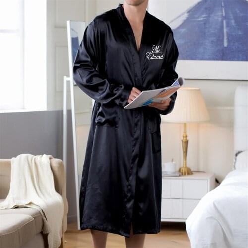 Personalized Mr Robe, Mens Satin Robes Fathers Day Gift Custom Name Mens Robes Birthday Gifts for Man Wedding Groom Robe