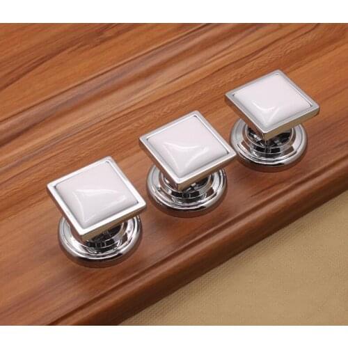 Brief Silver Alloy and White Ceramic Furniture Handle and Pulls Hardware Pulls
