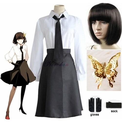 Anime Bungo Stray Dogs Yosano Akiko Cosplay Costume JK School Uniform Suit Akiko Yosano Women Halloween Costume Wig