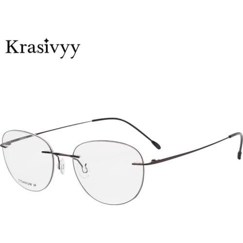 Krasivyy Rimless Glasses Frame Women Brand Prescription Spectacle Frameless Eyeglasses For Men European B Titanium Eyewear