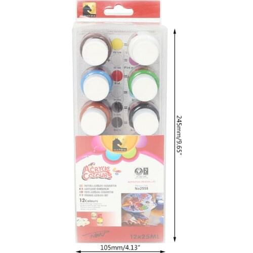 Acrylic Paint Set 12 Colors Art Supplies for Crafts Non Toxic Vibrant Colors 203B