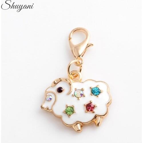 New Fashion 20pcs/lot Colorful Crystal Sheep Charm Pendant Fit DIY Handmade Bracelet Necklace